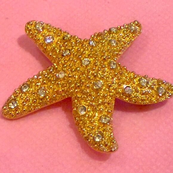 Vintage Swarovski gold crystal starfish pin 2” - Picture 2 of 9